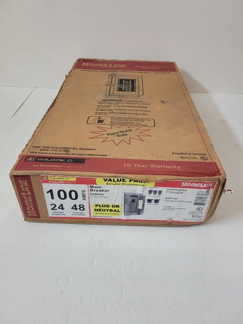 Square D 100 Amp 24-Space 48-Circuit Indoor Main Breaker Panel Box Load Center