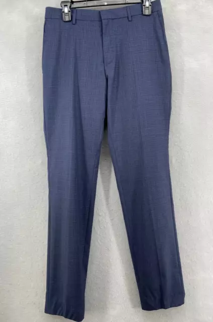 Hugo Boss Pants Mens Sz 38R Navy Straight Leg Pockets Button Zip 100% Wool