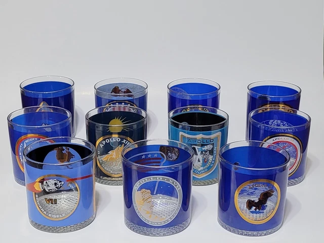 Vintage Rare NASA Apollo Houze Art Mission glasses/tumblers  Lot Of 11 Cocktail