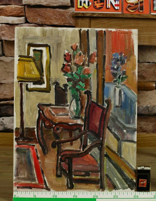 Atribución Ernst Pader 1915-1978 Pintura Al Óleo Interieur Sillón Flores