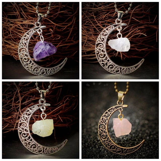 Natural Quartz Crystal Pendant Chain Necklace Natural Stone Healing Gemstone