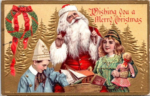 1910, SANTA with Toys and Children CHRISTMAS Postcard - Series Number 535