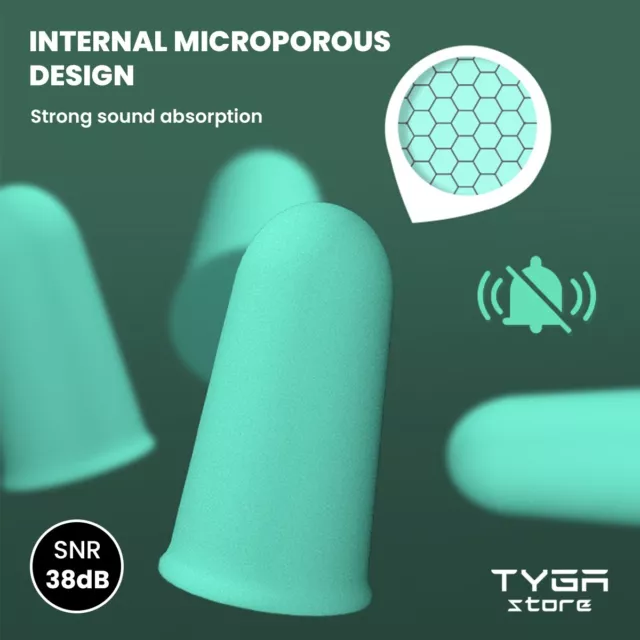 TYGA Store Soft Foam Ear Plugs 10-2,000 Pairs Bulk Buy - 38dB SNR (Mint Green)