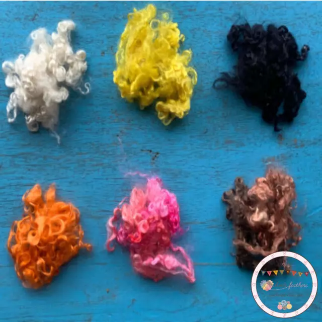 Heidifeathers® Curly Mohair Wool Locks - 6 Colors Mix. Hand Dyed, Dolls, Felting