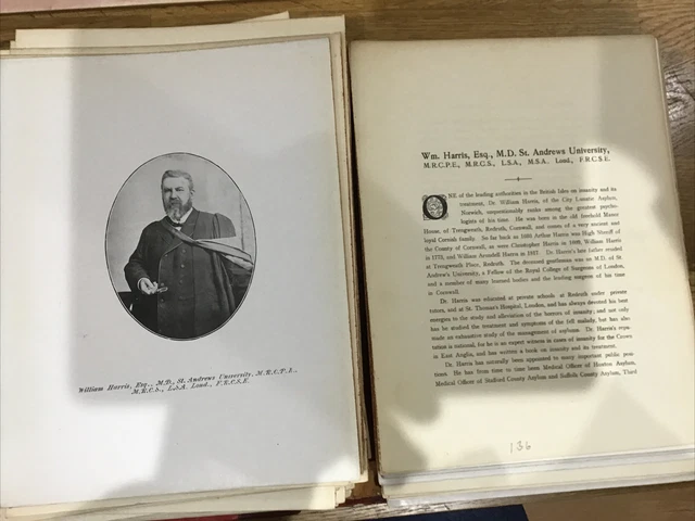 NORFOLK Leaders - c1907 antiker Druck - Dr. Wm HARRIS - Norwich Lunatic Asylum