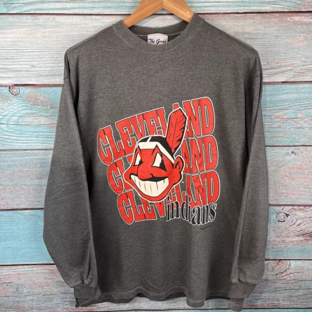 Men’s The Game MLB Cleveland Indians Sweatshirt Size XL Grey Vintage 1994