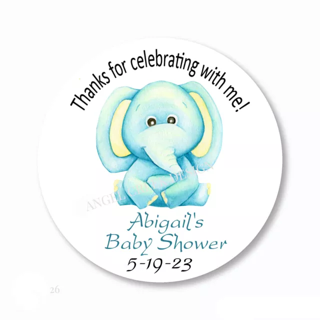 Cute Elephant Baby Shower Favors Labels Tags Thank You Baby Stickers 4 Sizes
