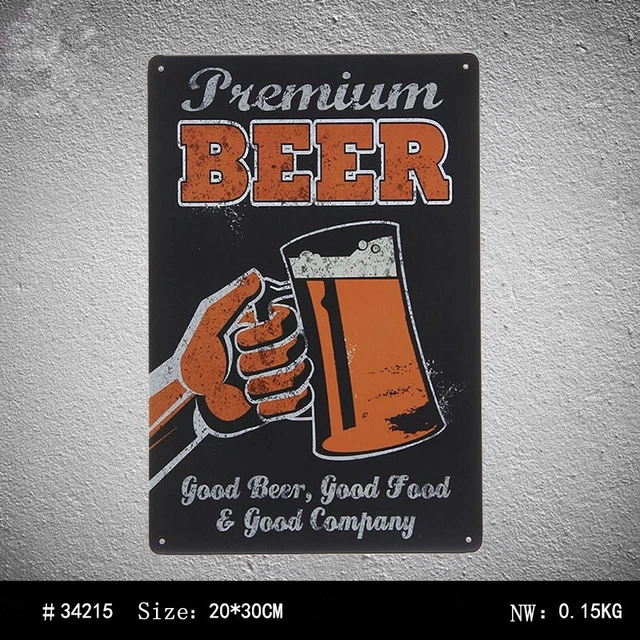 Primium Beer Art Wall Poster Vintage Tin Metal Signs Pub Bar Decor