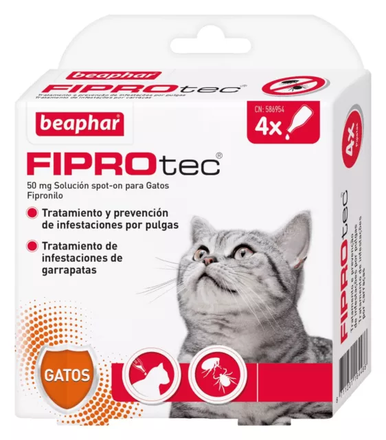 Pipetas antiparasitarias Beaphar Fiprotec Spot On Gato - 4 pipetas