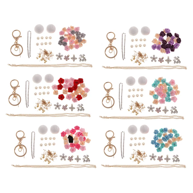 DIY Keychain Keyring Making Kits Key Chain Ring Hanging Car Decor Craft Set