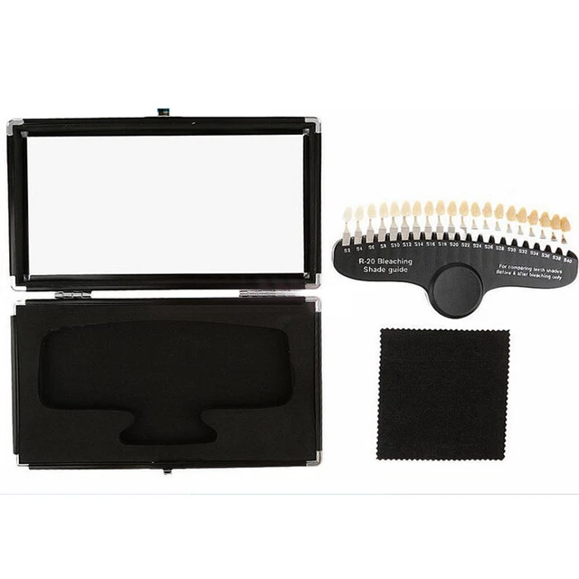 Professional Teeth Whitening Dental 20 Shade Guide For Bleaching + Mirror Case
