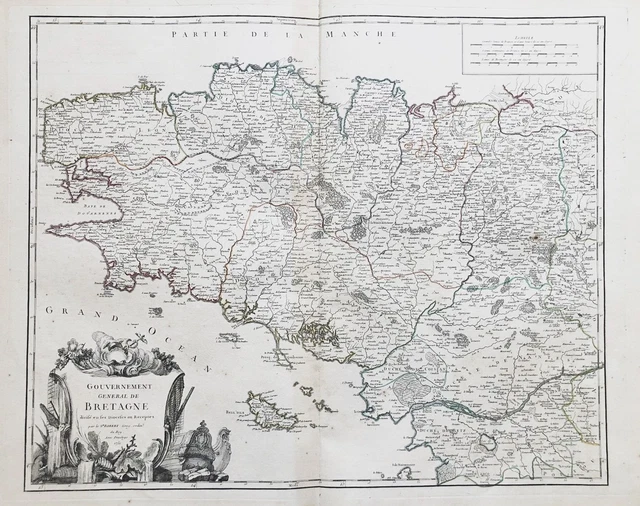 FRANCE CARTE PHILIPPE Pretot Carte Map Gravure sur Cuivre Gravure 1764