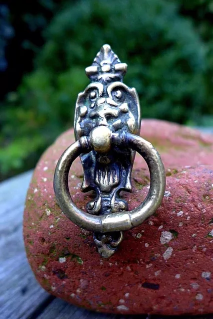 Vintage en laiton massif petit anneau poignée poignée poignée tiroir de porte projet 2