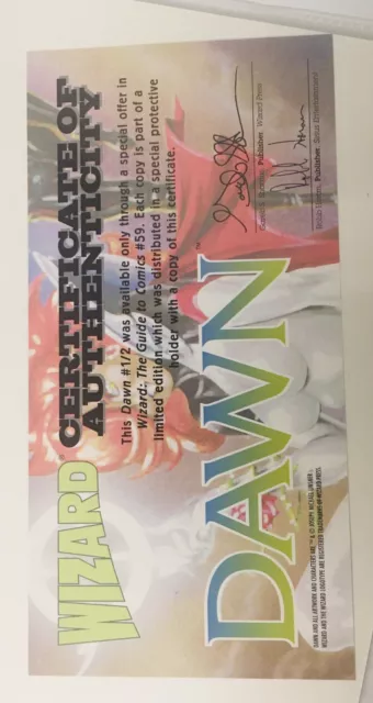 Dawn 1/2 Wizard Mail Away By Sirius Comics 1996 With Certificate Of Authenticity