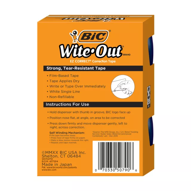 BIC® Wite-Out® Brand EZ Correct® Correction Tape, White, 10 Pack 2