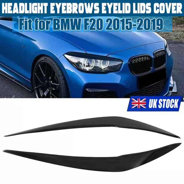 Gloss Black Headlight Eyebrow Eyelid Cover For BMW 1 Series F20 F21 15-19 LCI 2x