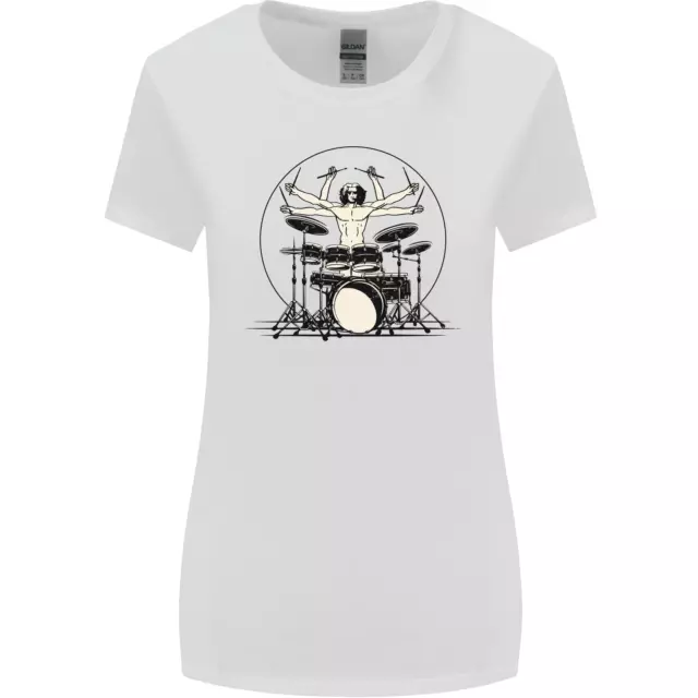 Vitruvian Drummer Funny Drumming Drum Womens Wider Cut T-Shirt