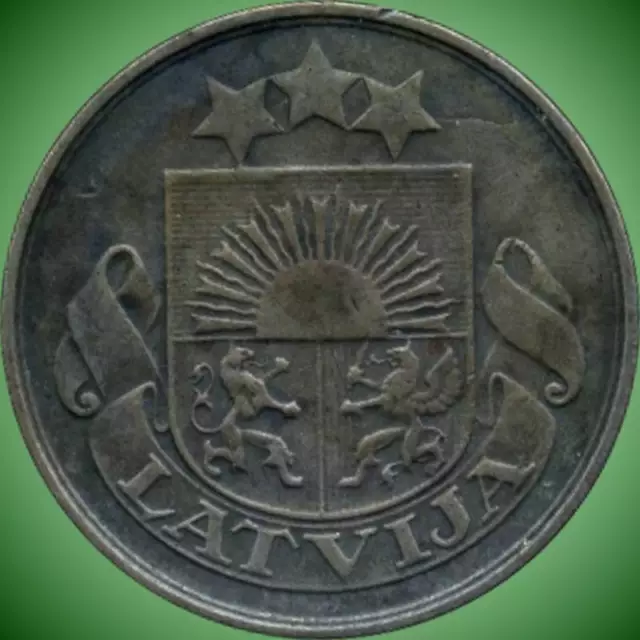 1922 Latvia 2 Santimis Coin (No Mint Mark) 2