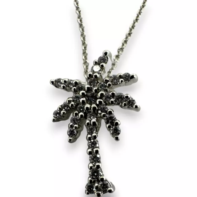 Roberto Coin Diamond Palm Tree Pendant Necklace 18KT 750 White Gold