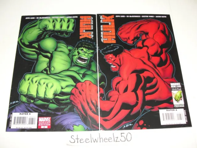 Hulk #6 Red & Green Connecting Cover Comic Lot Marvel 2009 Loeb Ed McGuinness 6A