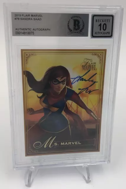 SANDRA SAAD AUTO Signed MS. MARVEL 2019 Flair MCU Autograph grade BECKETT BGS 10