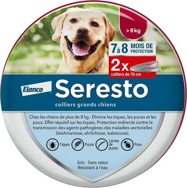 2 Confezioni Collare Seresto Di  per Cani Oltre 8 Kg Antipulci E Zecche 70 Cm