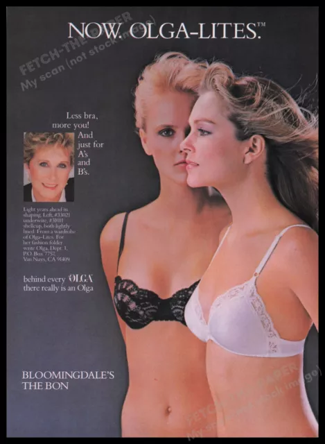 1983 print Lingerie Ad , full Fashion Bra by Olga blue bra pretty girl  (093014)
