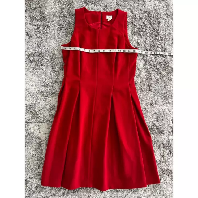 Loft Womens A Line Dress Red Knee Length Pleated Scoop Neck Sleeveless Knit 4