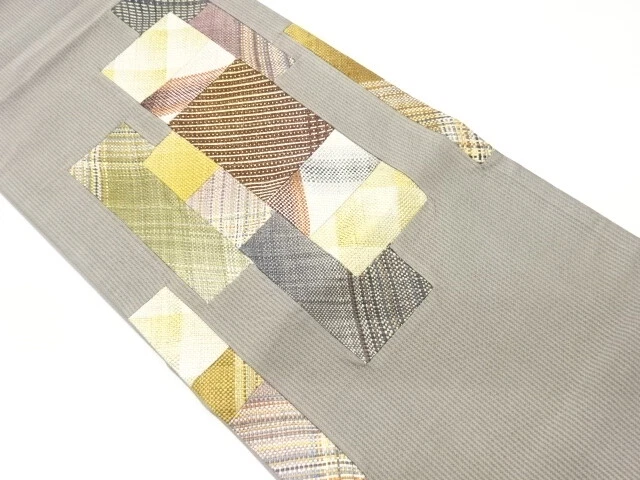 6551033: Japanese Kimono / Vintage Fukuro Obi / Kumi-Ori / Abstract Tanzaku