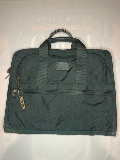 Vintage Tumi USA Green Ballistic Nylon Carry On Weekender Bag Portfolio Laptop