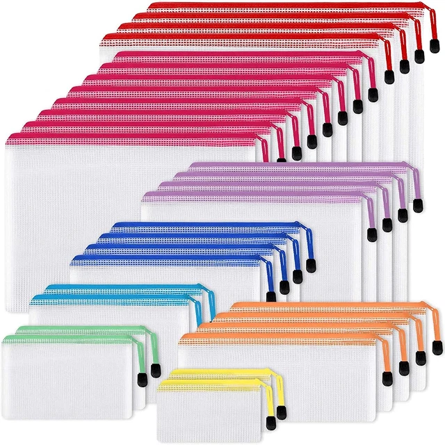 EOOUT 30pcs Mesh Zipper Pouch, Waterproof Zipper Bags, 8 Sizes Waterproof Pouch,
