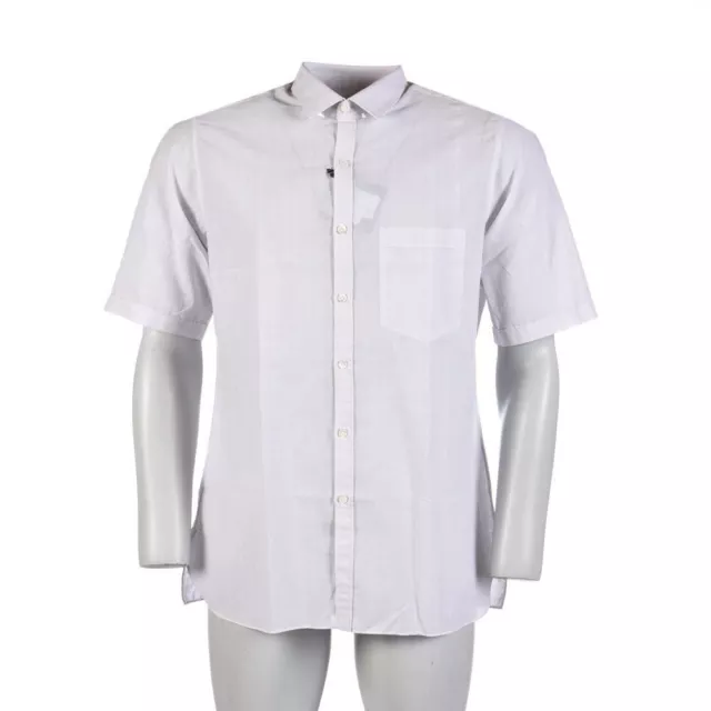 LANVIN Shirt White Cotton Slim Fit Short Sleeved Size 41 / 16" RRP £230 PA 914