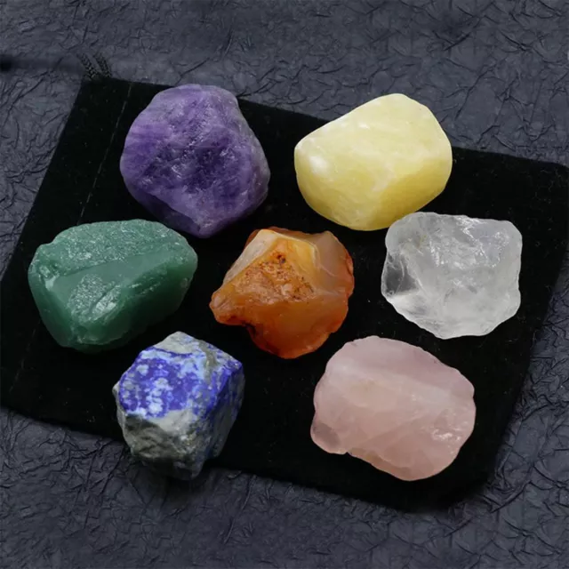 7PCS Chakra Stones Crystal Reiki Healing Energy Palm Natural Gemstone Quartz Set