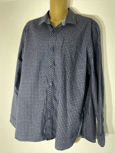 mens Jeff Banks 2XL XXL Blue/grey Check Long Sleeve Smart Casual Work shirt