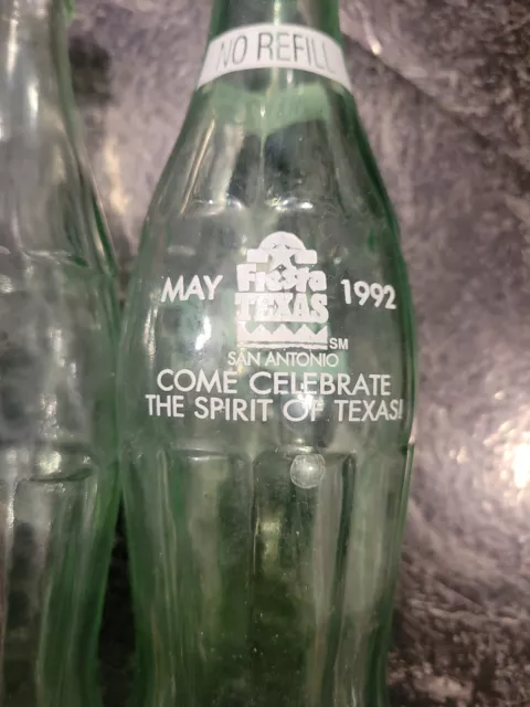 1992 FIESTA TEXAS MAY 1992 SAN ANTONIO 8 OUNCE GLASS  COCA COLA BOTTLE Set Of 2