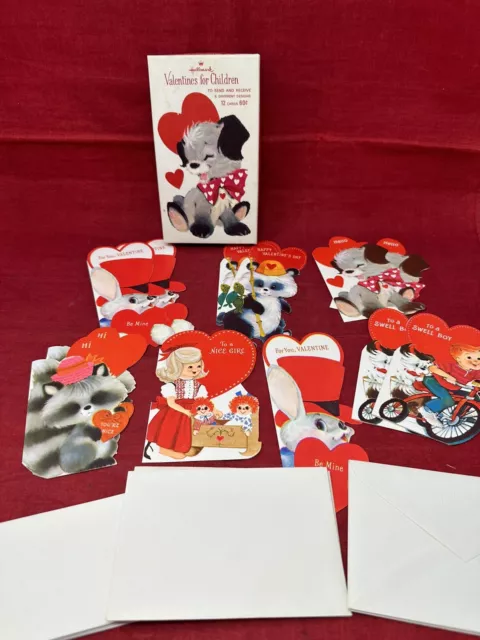Hallmark Box of 12 Valentines Day Cards for Children Ephemera Vintage USA Made
