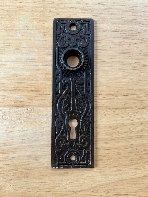 1 Small Ornate Victorian Cast Iron Door Knob Backplate, Free S/H