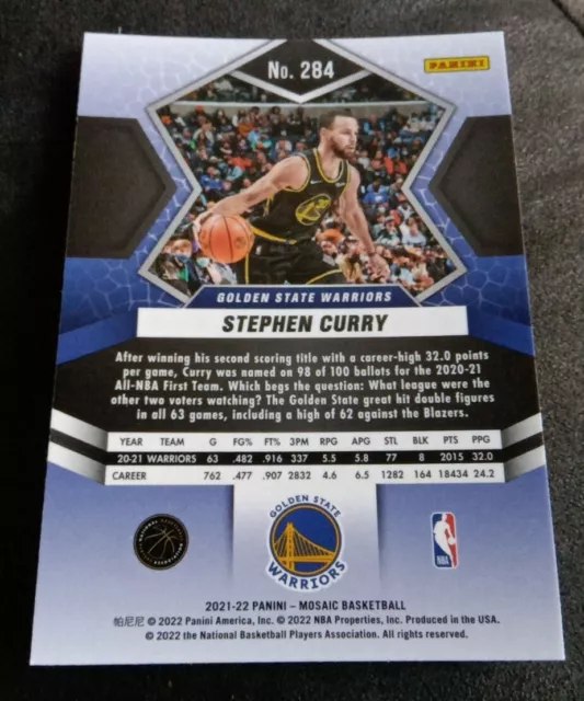 2021-22 PANINI MOSAIC Basketball All-NBA Stephen Curry 284 Golden State ...
