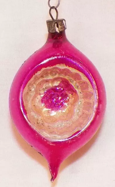 Mercury Glass Christmas Ornament Indent Pink Blue Mica Glitter Poland