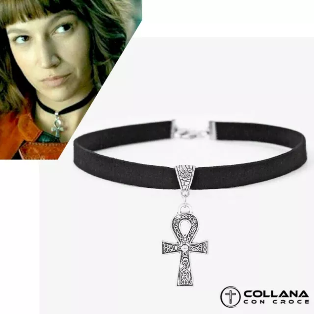 Collana Girocollo Choker con croce della vita Egiziana di ANKH Egizia Vintage