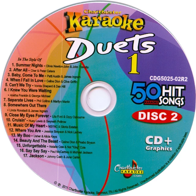 DUETS KARAOKE CHARBUSTER CD+G 50252 Linda Ronstadt,Natalie Cole &Nat