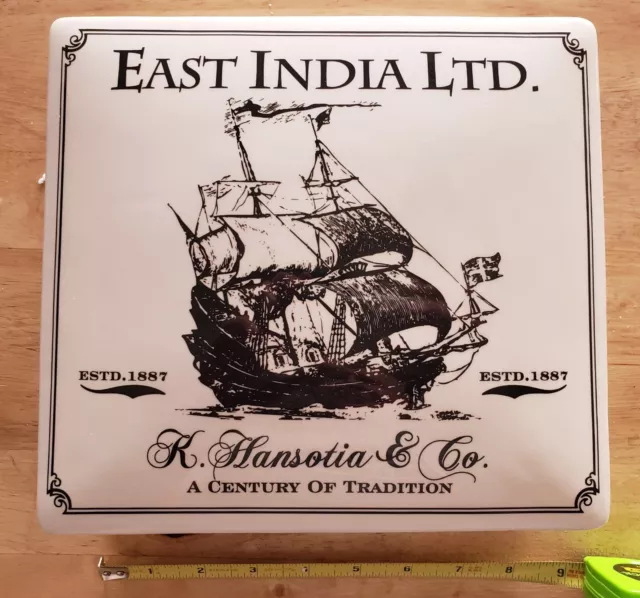 East India & Company Ceramic Humidor Man Cave Storage Gurkha Cigar Box!