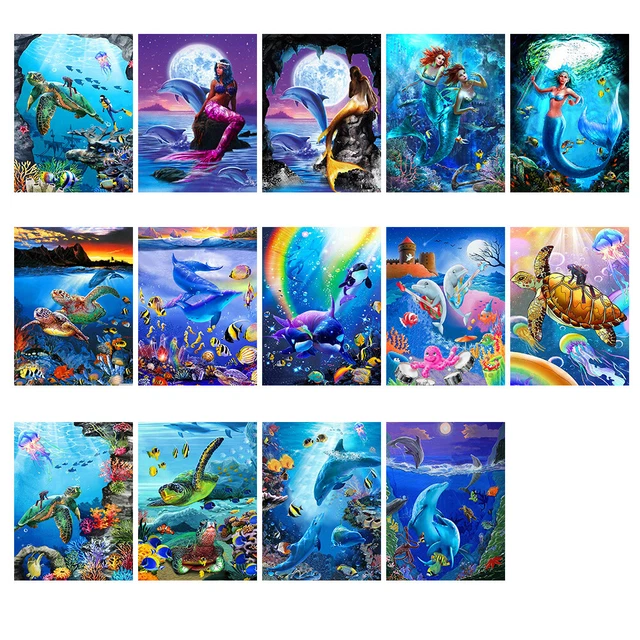 5D DIY Diamond Painting Kits Underwater World Full Round Drill Crafts Mosaic Set