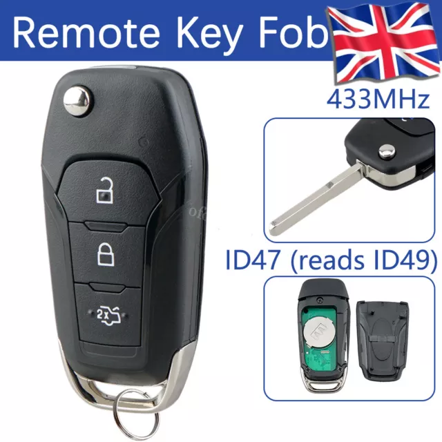 3B 433MHz Remote Key Fob For Ford Transit Custom MK8 Connect 2016 2017 2018 2019