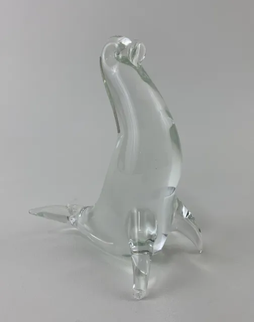 Crystal Clear Art Glass Seal Sea Lion Paperweight Figurine Signed By Zaueth L