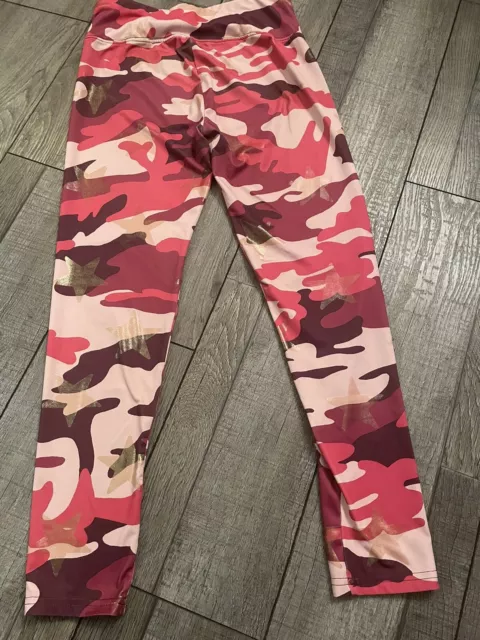 Justice Active Pink Camo Gold Stars Leggings Pants 18/20