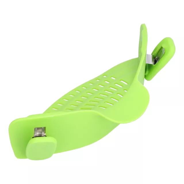 (Green)Leakproof Silicone Drainer Fruit Noodle Pasta Drain Basket With Wide