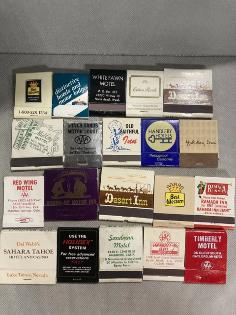 Vintage Unstruck Matchbook Lot of (20) Hotels Motel Ramada Inn Best Western more