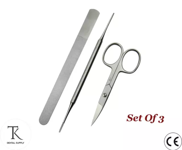 Set Of 3 Chiropody Podiatry Basic Nail Shaping Tools Kit Manicure / Pedicure New