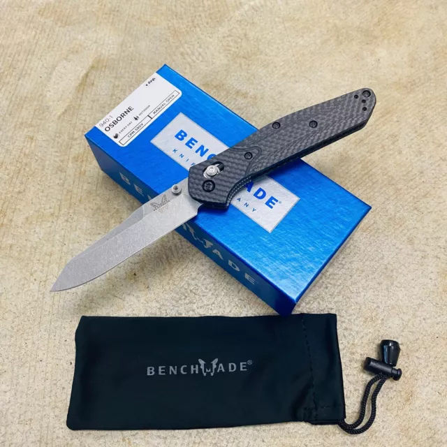 Benchmade 940-1 Osborne Knife 3.4" S90V Stonewash Blade Carbon Fiber BNIB